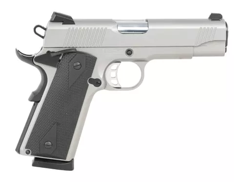 Tisas Arms 10100123 1911Carry 45 ACP 8+1 4.25" Stainless Steel Serrated Slide & Frame w/Beavertail, Black Rubber Grip