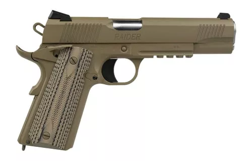 Tisas Arms 10100505 1911 Duty 45 ACP 8+1 5" Flat Dark Earth Cerakote Stainless Steel Serrated Slide & Frame w/Picatinny Rail, G10 Grip