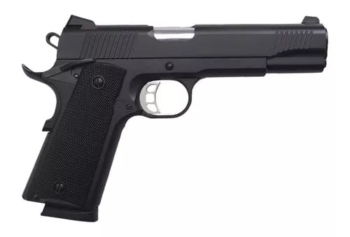 Tisas Arms 10100528 1911 Duty 45 ACP 8+1 5" Stainless Barrel, Black Cerakote Carbon Steel Serrated Slide & Frame w/Beavertail, Black Rubber Grip
