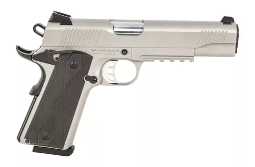 Tisas Arms 10100533 1911 Duty 45 ACP 8+1 5" Stainless Steel Barrel, Serrated Slide & Frame w/Picatinny Rail, Black Rubber Grip