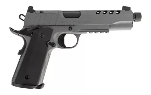 Tisas Arms 10100558 1911 Night Stalker SF 10mm Auto 8+1 5.11" Black Threaded Barrel, Gray Cerakote Carbon Steel Lightening Cut/Serrated Slide, Gray Cerakote Carbon Steel Frame w/Beavertail & Picatinny