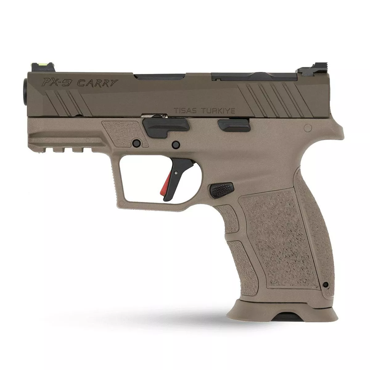 Tisas PX-9 Carry FDE Handgun 9mm Luger 15rd Magazines(2) 3.5” Barrel FDE Thumb Safety