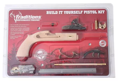 Traditions KPC50902 Trapper Pistol Kit 50 Cal Flintlock 9.75" Blued Octagon Barrel, Unfinished Wood Frame/Grip, Sidelock