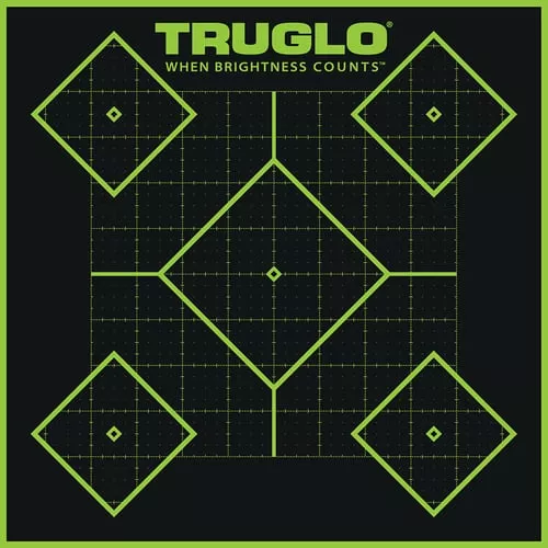 TruGlo TG14A6 Tru-See 5- Diamond Target Self-Adhesive Heavy Paper Black/Green 12"x12" 6 Pack