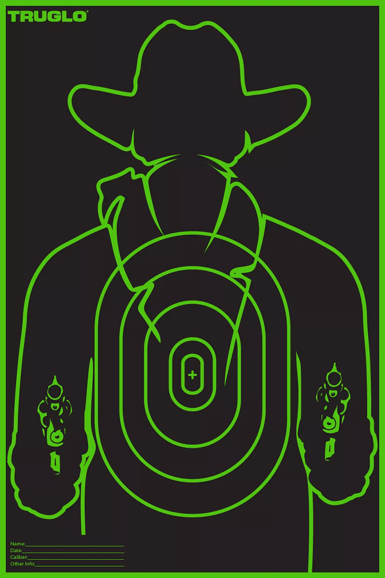 TruGlo TG16A12B Tru-See Gunslinger Target Self-Adhesive Heavy Paper Black/Green 12″X18″ Cowboy 12 Pack