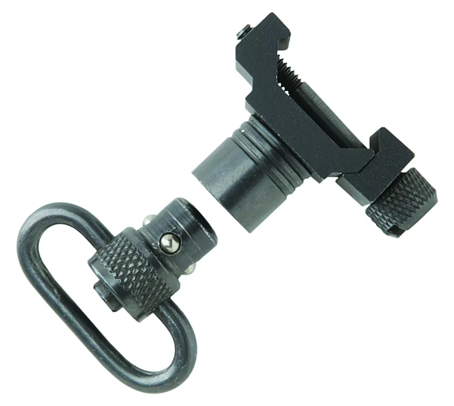 Uncle Mike’s 21101 Quick Detach Swivel Set made of Steel with Black Finish, 1″ Loop Size & Push Button Style for Picatinny & Weaver-Style Rails