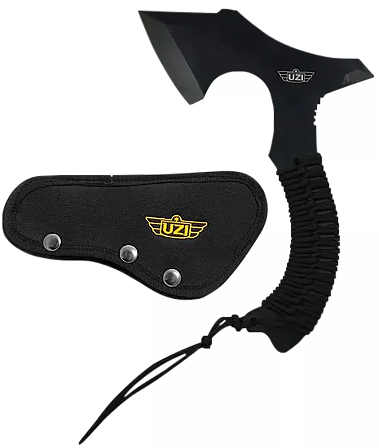 Uzi Accessories UZKAXE5 Throwing Axe 7" Plain Stainless Steel Blade, Black Paracord Wrapped Stainless Steel Handle 12.20