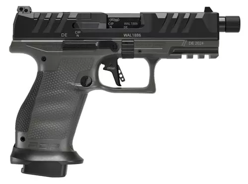 Walther Arms 2871947 PDP Pro SD Compact 9mm Luger 10+1 4.60" Black Threaded Barrel, Black Optic Ready/Serrated Slide, Tungsten Gray Polymer Frame w/Picatinny Rail, Textured Polymer Grip
