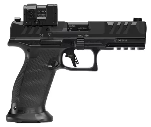 Walther Arms 2880091PRO PDP Pro ACRO Full Size 9mm Luger 10+1 4.50" Black Polygonal Rifled Barrel, Black Serrated w/Optic Slide, Black Polymer Frame w/Picatinny Rail, Textured Polymer Grip, Aimpoint A
