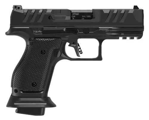 Walther Arms 289699110 PDPCompact 9mm Luger 10+1 4" Black Polygonal Rifled Barrel, Black Optic Ready/Serrated Slide, Black Steel Frame w/Picatinny Rail, Textured Wraparound Grip