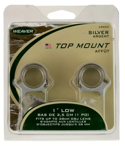 Weaver Mounts 49036 Top Mount1" Extra High Quick Detach Silver Aluminum