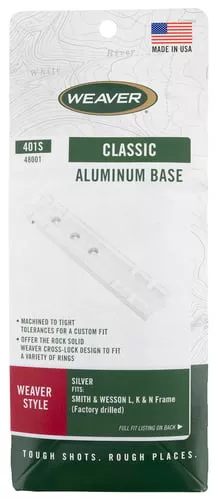 Weaver Standard Top Mount Aluminum Scope Base - Silver - #401S - S&W L K & N Frame