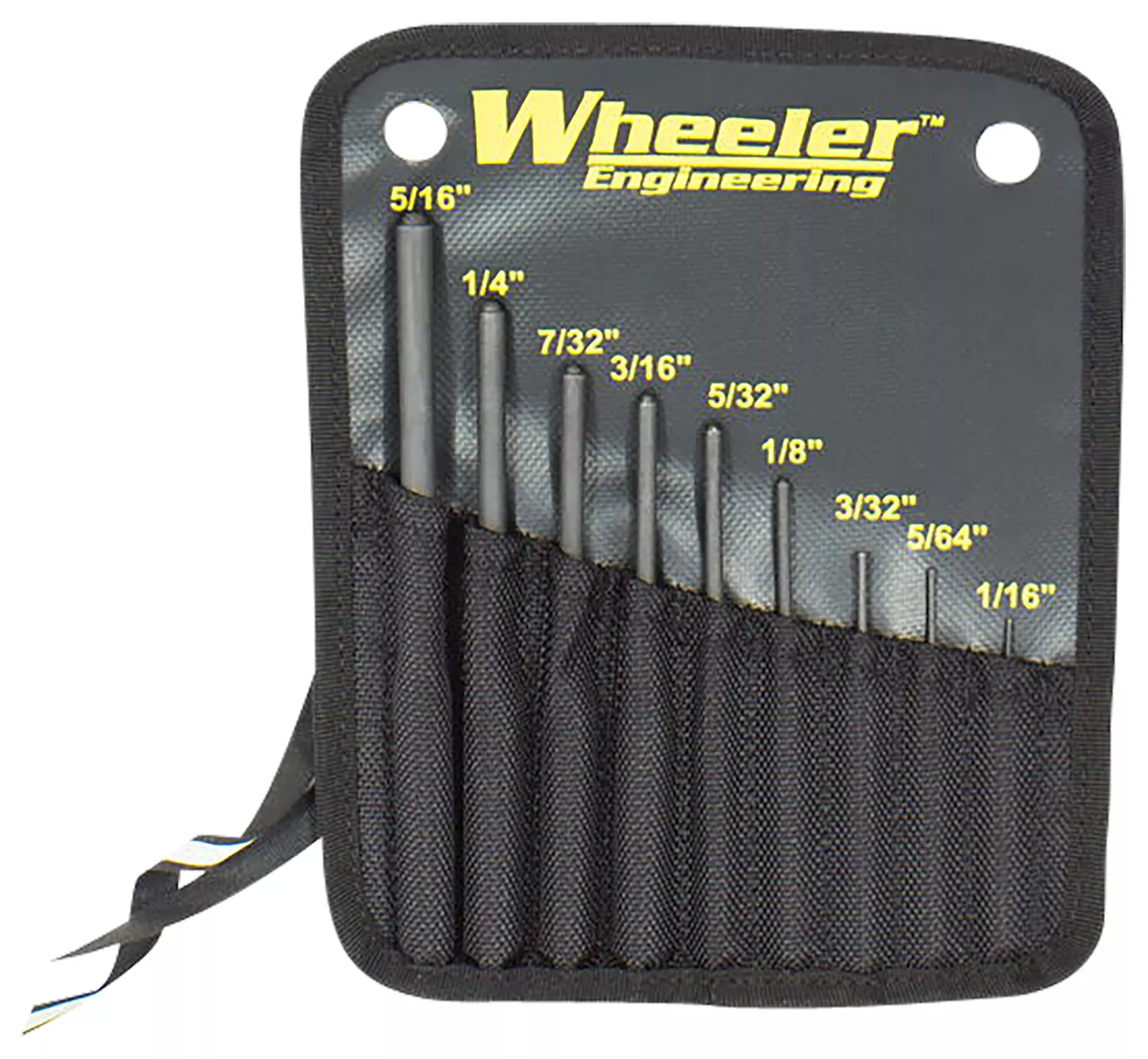 Wheeler 204513 Roll Pin Punch SetBlack Steel Knurled Handle 9 Pieces