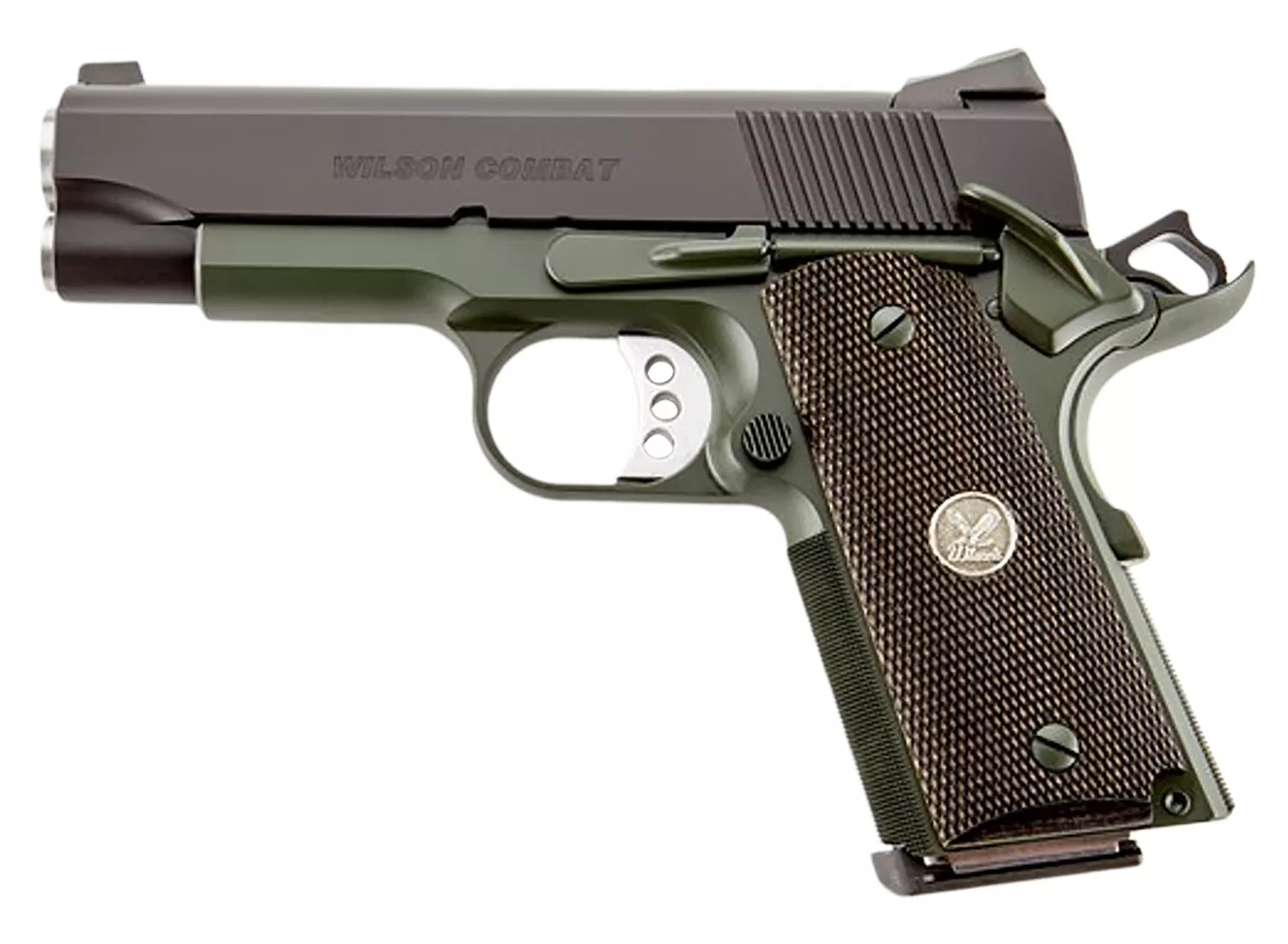 Wilson Combat WCQBCTACA CQB *CA Compliant Compact Frame 45 ACP 8+1 4" Stainless Match Grade Barrel, Carbon Steel Steel Frame w/Beavertail, Diamond Wood Grip