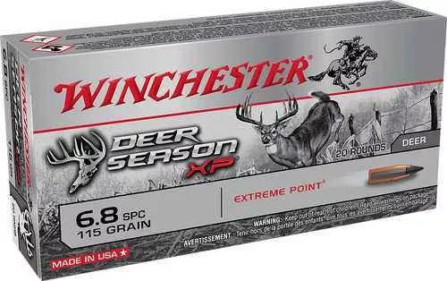 Winchester 6.8mm SPC 115 Gr Ballistic Tip Ammo - 20 Rounds for Tactical Hunting