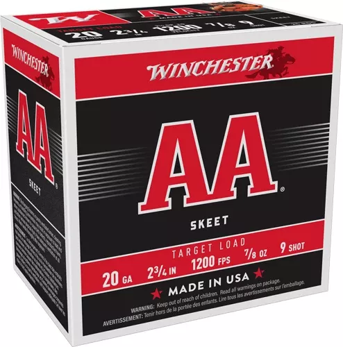 WINCHESTER AA 20GA 2.75″ 7/8OZ – #9 1200FPS 250RD CASE LOT