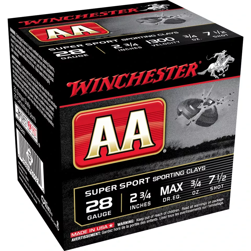 Winchester AA Sporting 28 Gauge 2.75" #7.5 Shotgun Shells - 25 Rounds per Box, 250 Rounds per Case