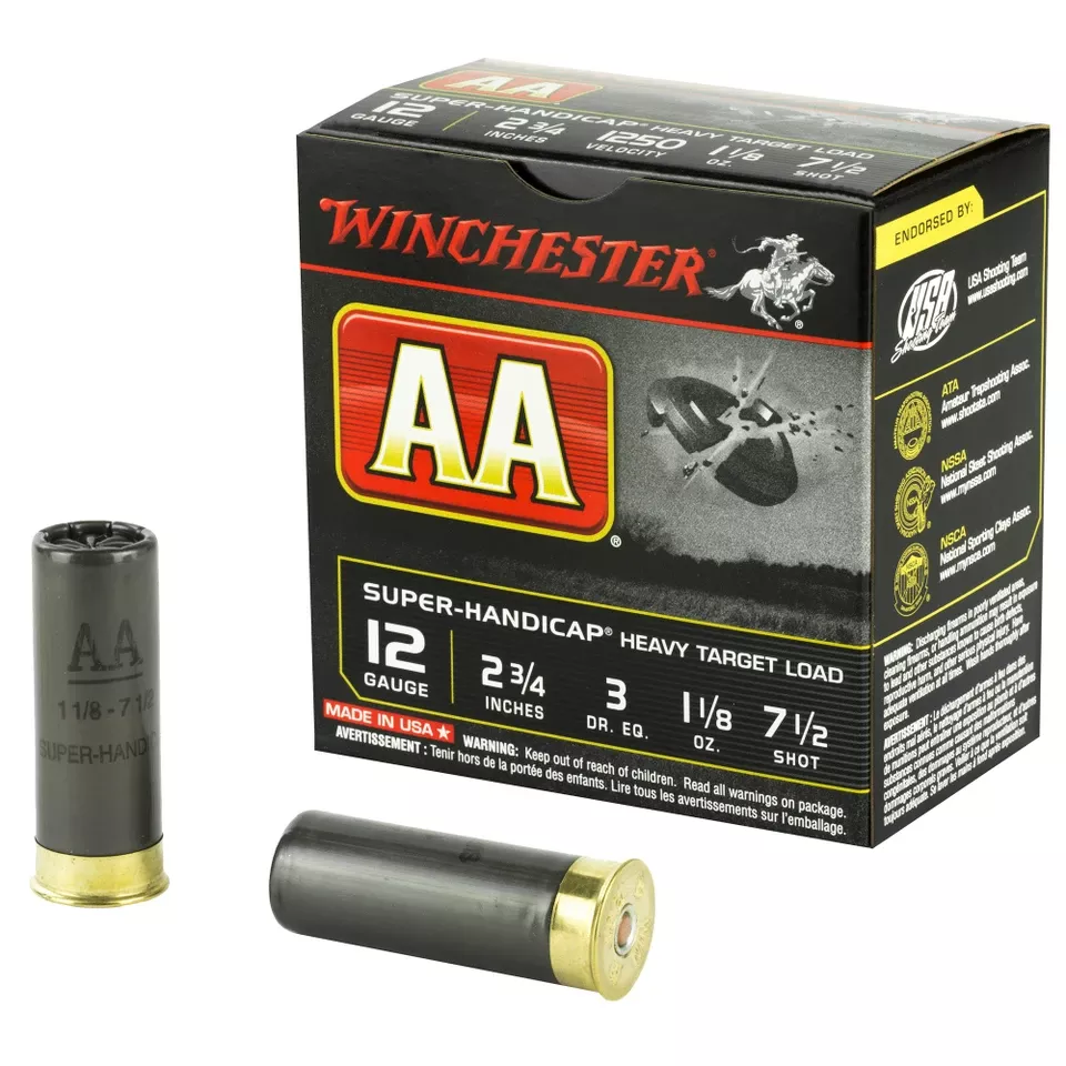 Winchester AA Super Handicap 12 Gauge 2.75" #7.5 Shot, 25 Rounds
