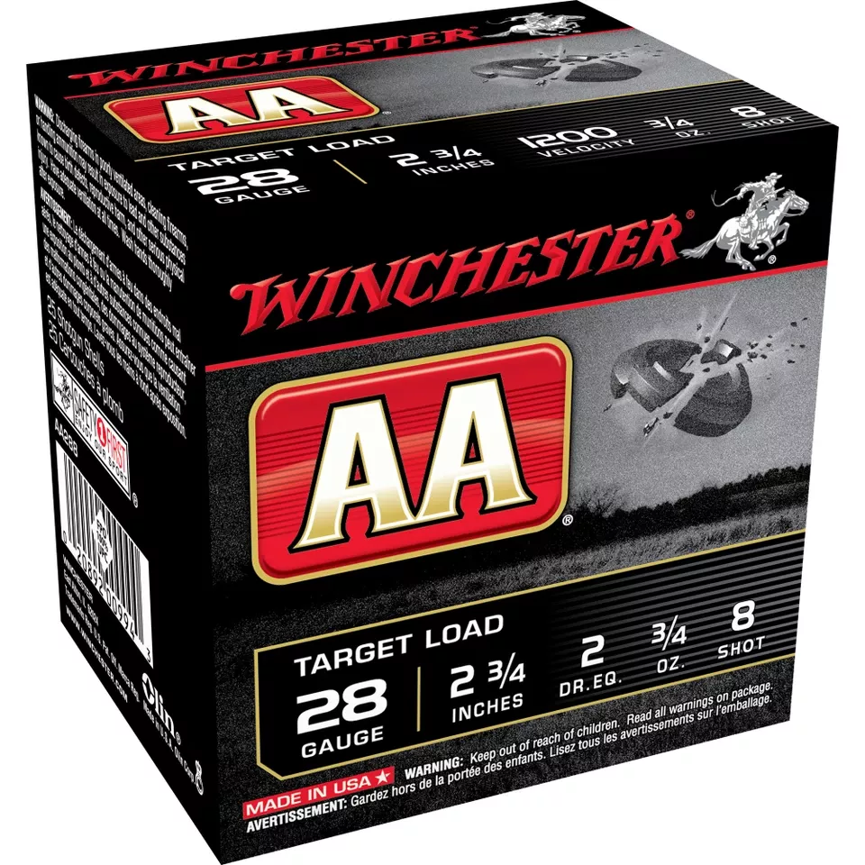 Winchester AA Target 28 Gauge 2-3/4" #8 Shot 25 Rounds/250 Rounds Case