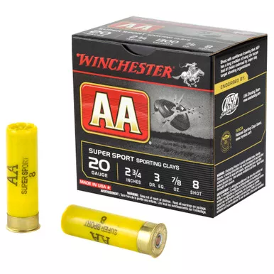 Winchester Ammunition AA Supersport Sporting Clay, 20 Gauge, 2.75", #8, .875 oz, Shotshell, 25 Round Box AASC208
