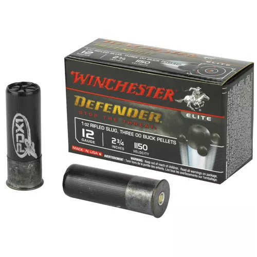 Winchester Defender 12 Gauge Shotshell Ammunition, 2 3/4 Inch, 1150 FPS, 1 Ounce, Rifled Slug/Buck Blend Shot – 10 Cartridge Box