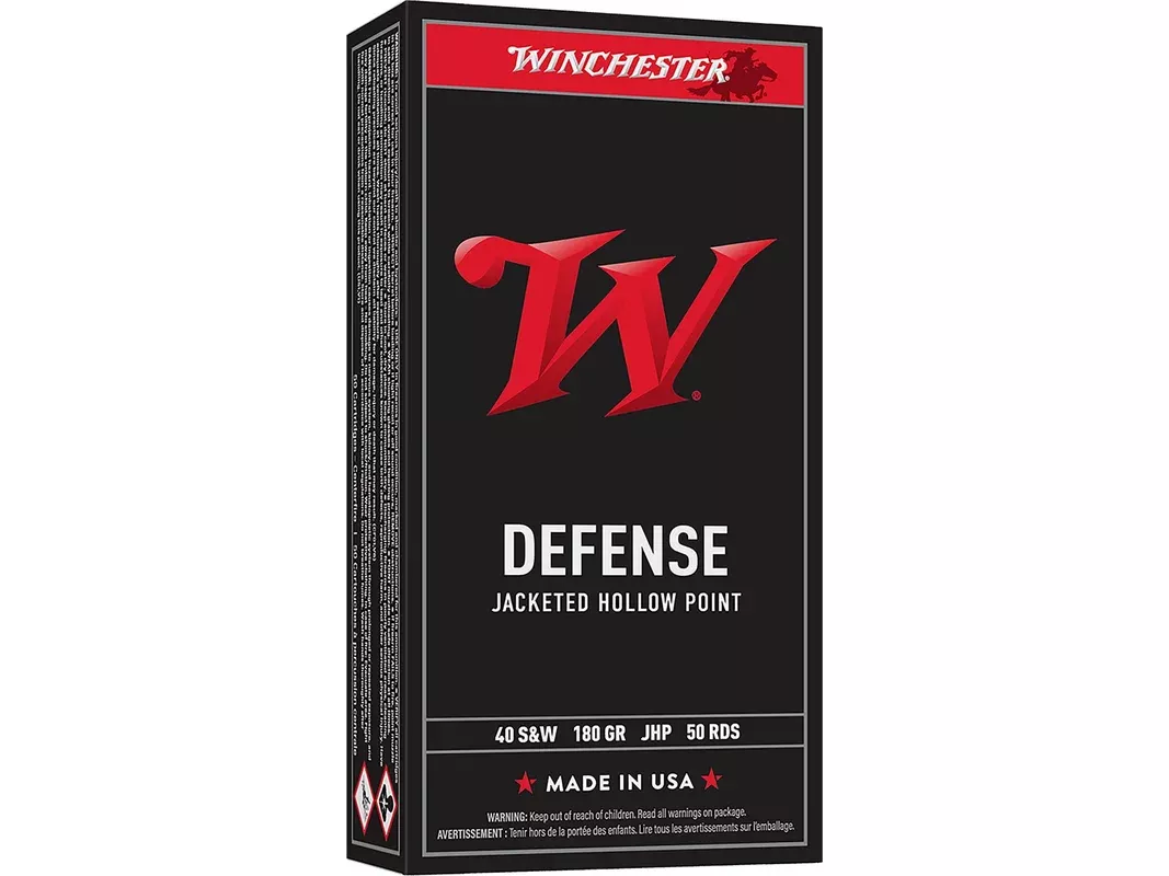 Winchester Defense 40 S&W Ammo 180 Grain Jacketed Hollow Point Box of 50