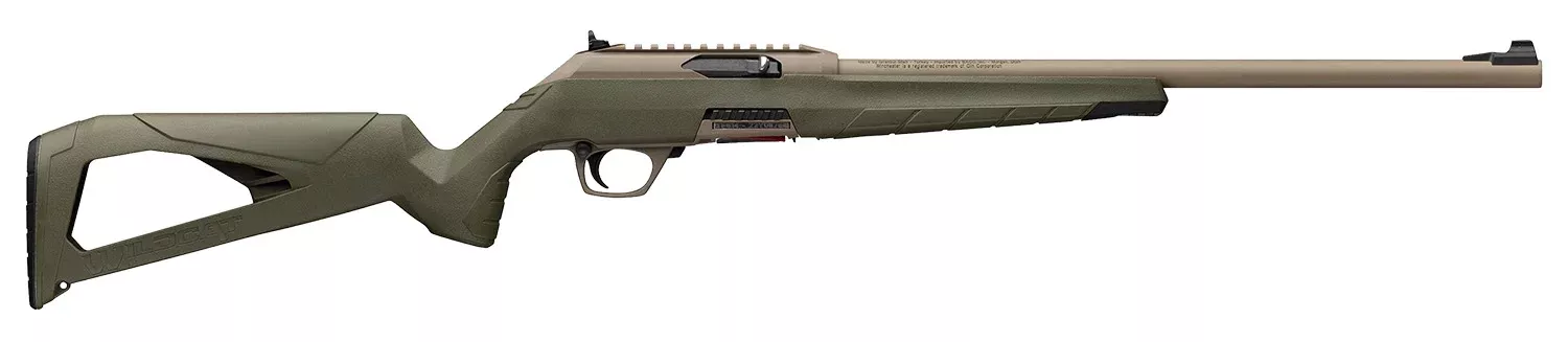 Winchester Repeating Arms 521158102 Wildcat SR 22 LR 10+1 16.50″ Flat Dark Earth Button Rifled Barrel, Flat Dark Earth Picatinny Rail Polymer Receiver, Adj Cheek Piece & LOP OD Green Synthetic Stock
