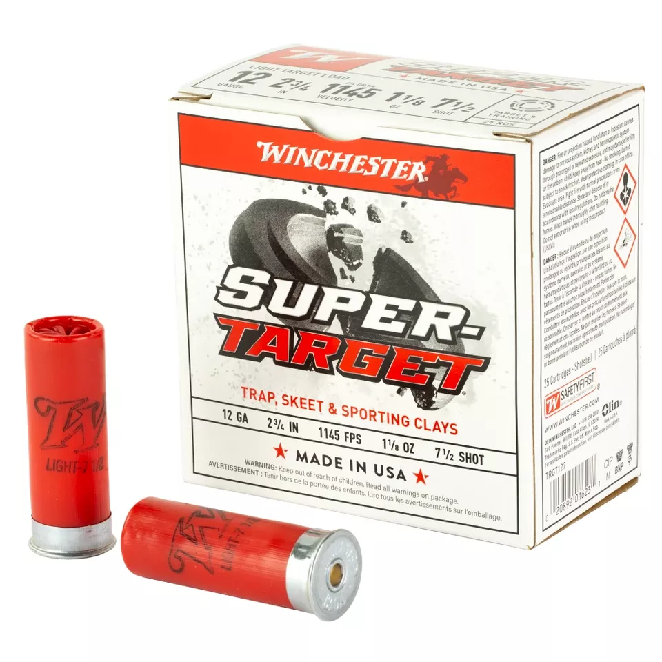 Winchester Super Target 12 Gauge 2.75" #7.5 Shot, 25 Rounds per Box, 250 Rounds per Case