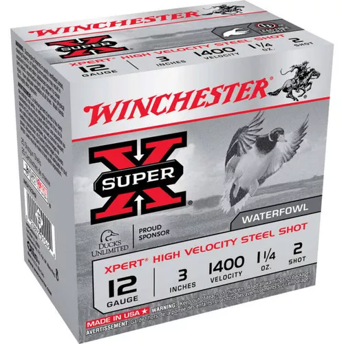 Winchester Super-X 12 Gauge Shotshell Ammunition, 3 Inch, 1400 FPS, 1 1/4 Ounce, #2 Shot – 25 Cartridge Box ( 25 / 1 )