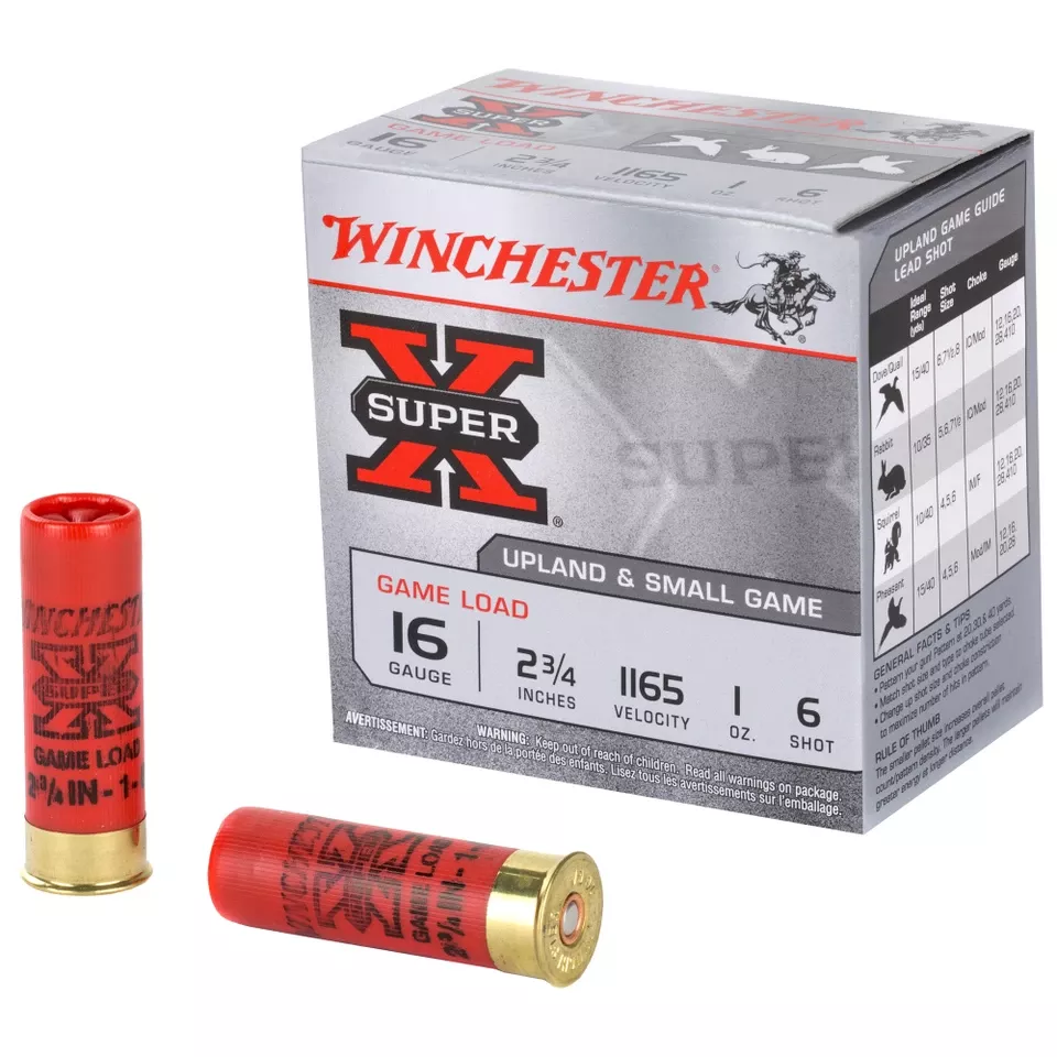 Winchester Super-X 16 Gauge 2.75" #6 Shot, 25 Rounds per Box, 250 Rounds per Case
