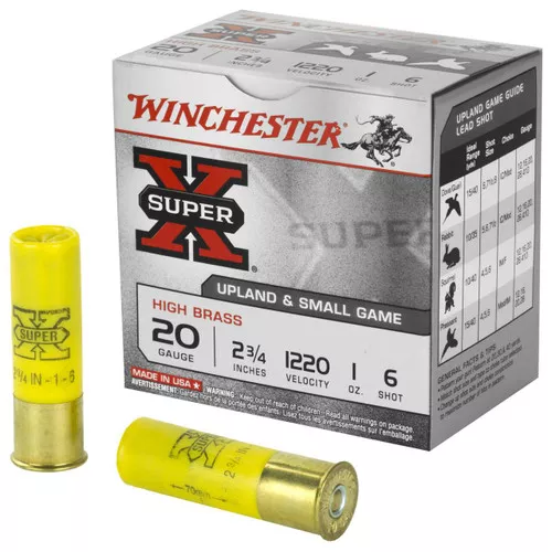 Winchester Super-X 20 Gauge Shotshell Ammunition, 2 3/4 Inch, 1220 FPS, 1 Ounce, #6 Shot – 25 Cartridge Box ( 25 / 1 )