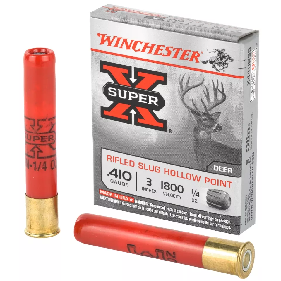 Winchester Super-X 410 Gauge 3" 1/4 oz Rifled Slug 5 Rounds/Box, 250 Rounds/Case
