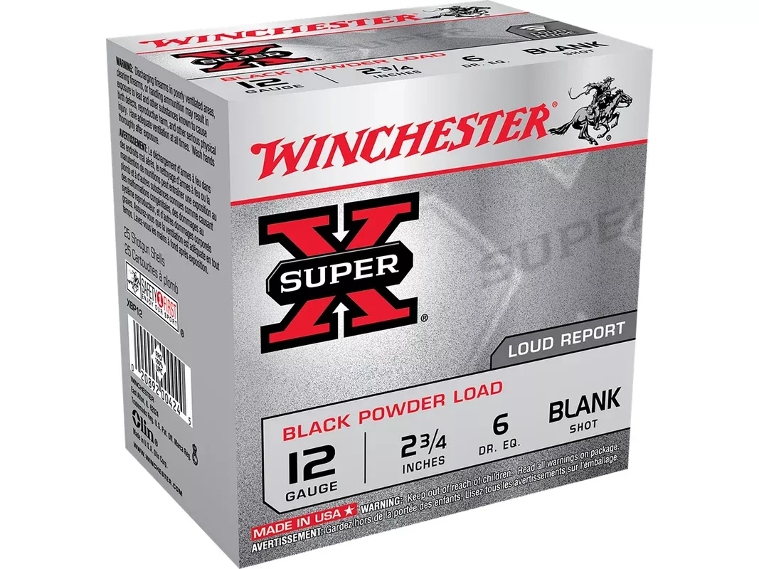 Winchester Super-X Black Powder Blank 12 Gauge Ammo 2-3/4″ Blank Box of 25