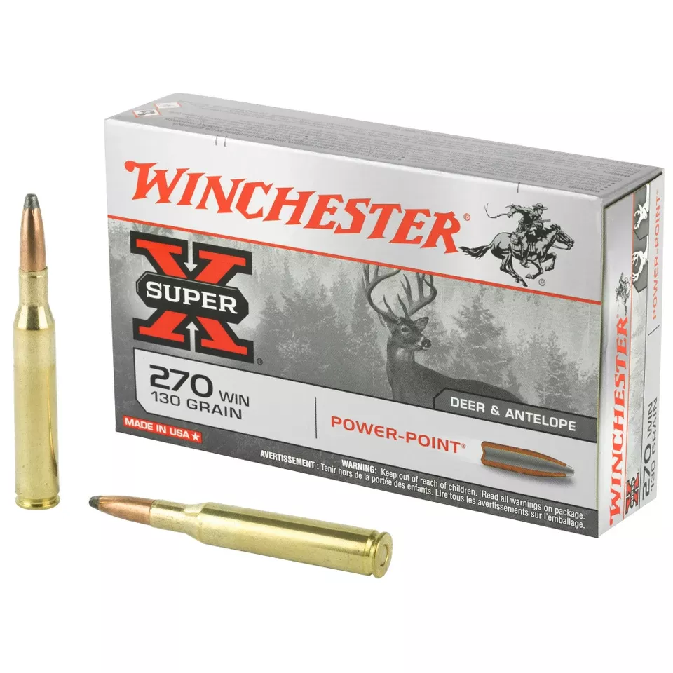 Winchester Super-X Power-Point 270 Win 130 Grain Ammunition, 20 Rounds/200 Rounds