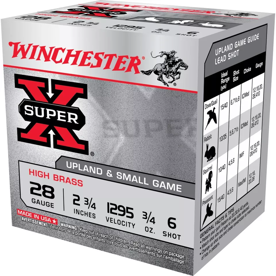 Winchester Super-X Upland 28 Gauge 2.75" #6 Shot 25 Rounds/Box