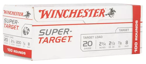 Winchester USA Super Target 20 Gauge Shotshell Ammunition, 2 3/4 Inch, 1200 FPS, 2/3 Ounce, #8 Shot – 25 Cartridge Box ( 25 / 1 )