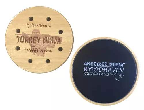 Woodhaven WH086 Anodized NinjaFriction Call Attracts Turkeys Black/Natural Aluminum/Wood