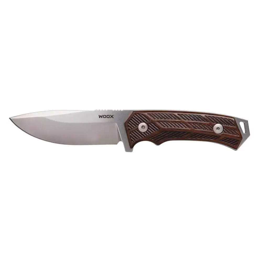 WOOX Rock62 Fixed Knife 4-1/4" Drop Point Blade Walnut Checkered