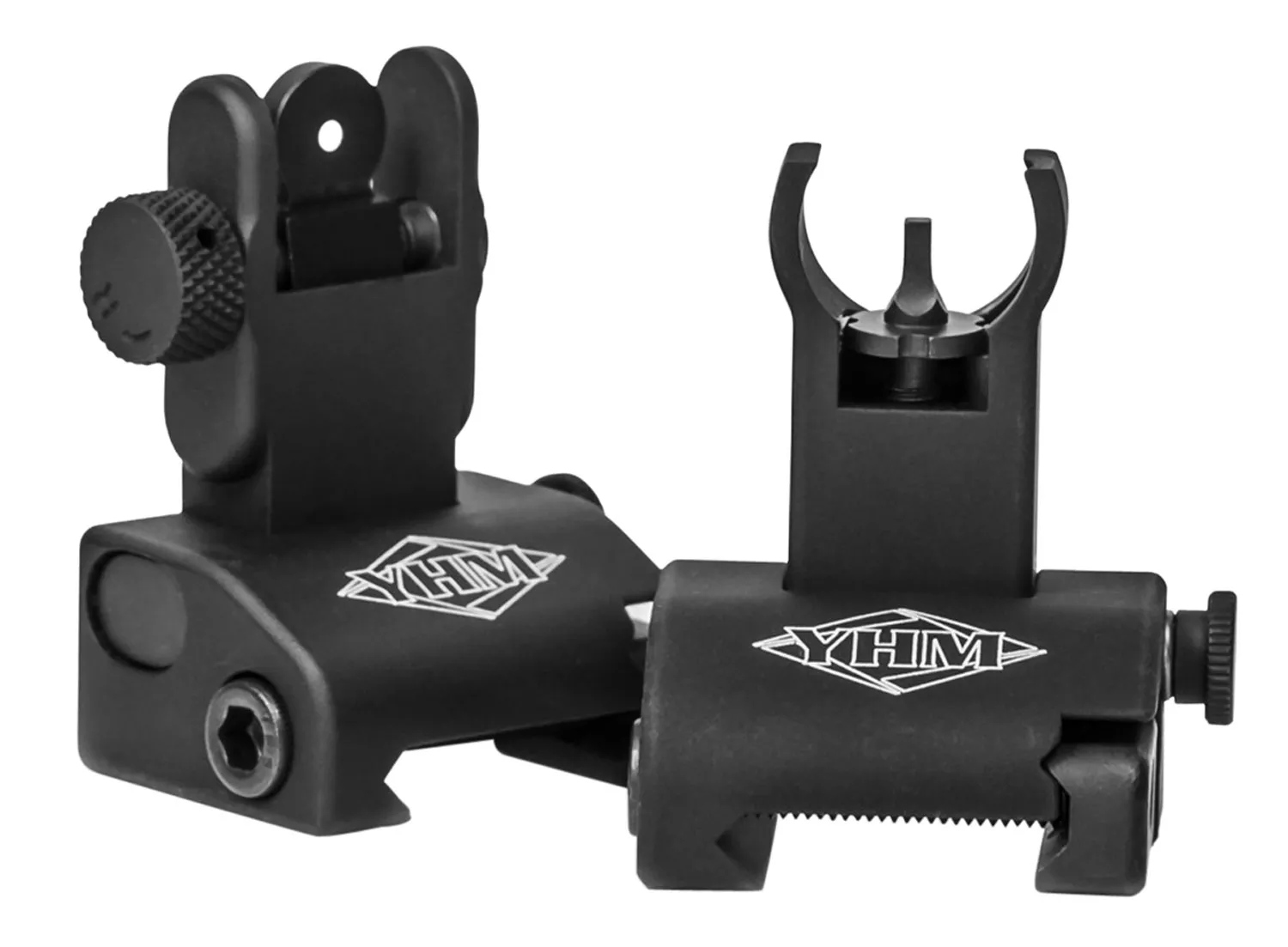 Yankee Hill 5040H Q.D.S. Sight SetBlack Hardcoat Anodized Foldingwith Hooded Stem for AR-Platform