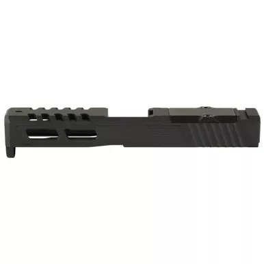 Zaffiri Precision ZPS.2 | Optics Ready Stripped Slide | RMR Footprint | Lightening Cuts | Cerakote Finish | Armor Black | For Glock 19 Gen 5 | Includes Black Anodized Optics Plate Cover and Screws | ZPS.2.19.G5.BLK