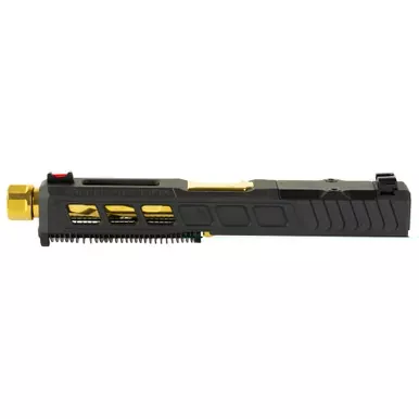 Zaffiri Precision ZPS.3 | Optics Ready Complete Slide | RMR Footprint | Lightening Cuts | Threaded TiN Gold Barrel | HD Fiber Sights | Armor Black | For Glock 34 Gen 3 | ZPS.3.34.BLK.CU