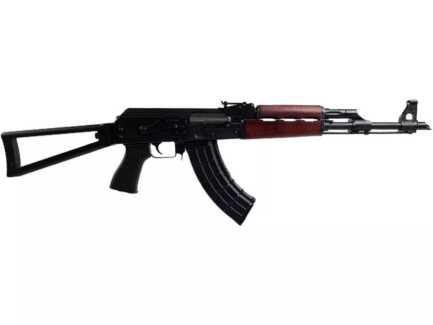 Zastava ZPAP M70 Semi Automatic Rifle 7.62x39mm 16.3″ Blued Threaded Barrel Black Frame Blood Red Skeleton, Folding Stock